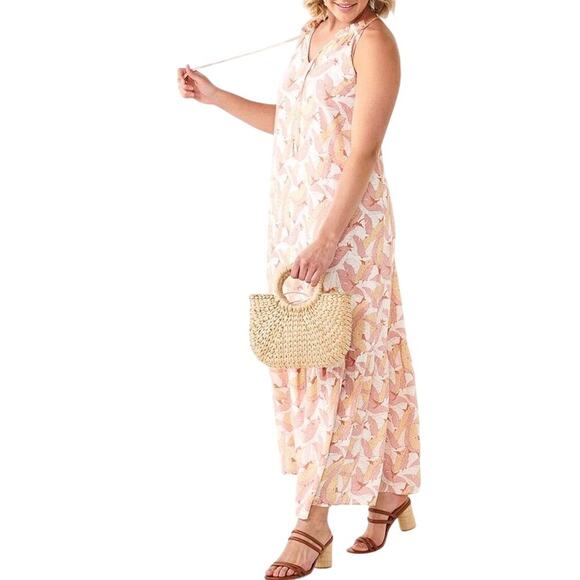 NINE WEST Tropical Floral Print Halter Tiered Maxi Sun Dress Women’s  Sz M - Picture 1 of 13